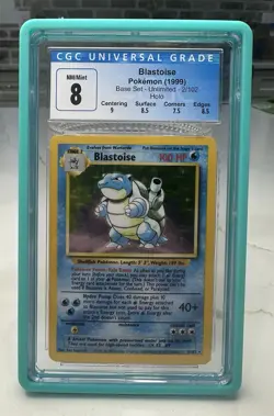1999 POKEMON SPANISH BASE SET HOLO #2/102 BLASTOISE CGC 8 Blue Label! - Image 1