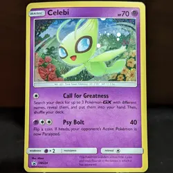 Celebi SM224 LP/NM Cosmos Holo Black Star Promo Pokemon Card 224 flowers night - Image 1