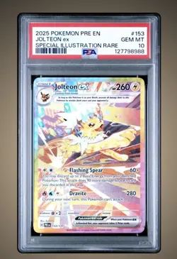 2025 Pokemon TCG Prismatic Evolutions Jolteon EX Sir 153/131 PSA 10 Gem Mint ⚡ - Image 1