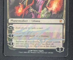 MTG Liliana of the Veil- DAMAGED- Signed -Innistrad Magic Card # 105 - Image 4