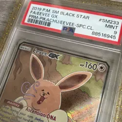2019 POKEMON SM BLACK STAR PROMO #SM233 FULL ART/EEVEE GX PSA 9 w/ Card Guard - Image 4