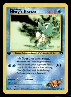 Misty's Horsea Common 1st Edition Gym Challenge 087/132 LP Pokemon TCG - Image 1