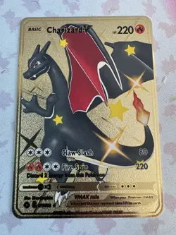 Basic Charizard V HP220 GOLD METAL Pokemon Card 079/073 Collectible - Image 1