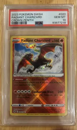 Pokemon TCG Radiant Charizard Holo Rare Card 020/159 SWSH: Crown Zenith PSA 10 - Image 1