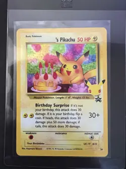 Pokemon TCG ______'s Pikachu 24/53 Wotc Promo Holo Basic 50 HP Birthday Surprise - Image 1