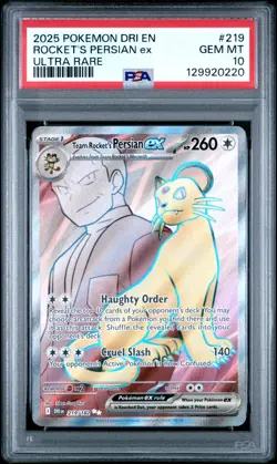 PSA 10 Team Rocket's Persian ex 219 - Pokemon Destined Rivals Ultra Rare - Image 1