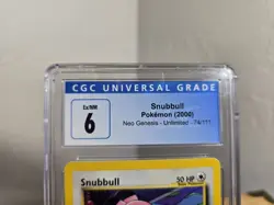 Pokemon TCG CCG Snubbull 74/111 VTG Neo Genesis Unlimited Graded 6 CGC Slab - Image 2