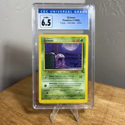 VTG Pokemon TCG 1999 Fossil Unlimited 48/62 Grimmer Graded Slab CGC 6.5 Dark 90s - Image 1