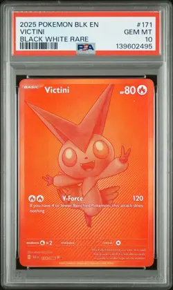 Pokemon 2025 Victini 171/086 Black White Rare Black Bolt GEM MINT PSA 10 - Image 1