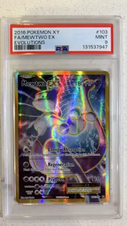 PSA 9 2016 Pokemon Mewtwo Ex 103/108 Evolutions TCG Card - Image 1