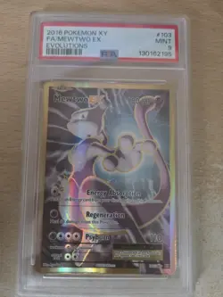 Pokemon TCG Evolutions XY 103/108 Full Art Mewtwo EX PSA 9 - Image 1