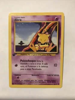 Pokemon TCG Abra Base Set 43/102 Regular 1st Edition Common Spanish Card - Image 1