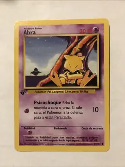 Pokemon TCG Abra Base Set 43/102 Regular 1st Edition Common Spanish Card - Image 1