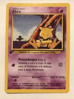 Pokemon TCG Abra Base Set 43/102 Regular 1st Edition Common Spanish Card - Image 1