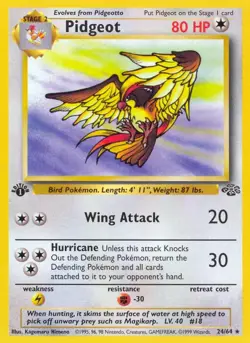 Pidgeot - 24/64 - Pokemon Jungle 1st Edition Rare Card WOTC LP - Image 1