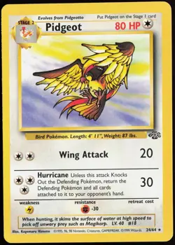 1999 Pokemon Jungle Unlimited Pidgeot /64 Rare #24 NM - Image 1