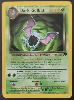 DARK GOLBAT 24/82 LP/MP - Team Rocket - WOTC Vintage Non Holo Rare Pokemon Card - Image 2