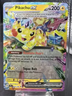 Pokemon TCG PIkachu Surging Sparks Extended Art Double Rare Holo EX 57/191 - Image 1
