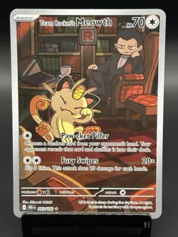 Pokemon Team Rocket's Meowth IR 203/182 Destined Rivals Illustration Rare Holo - Image 1