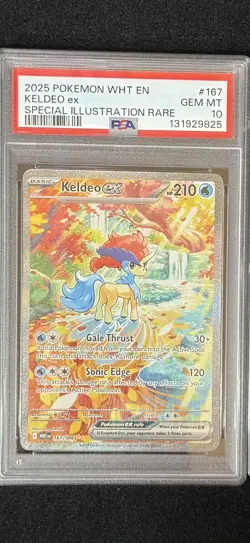 2025 POKEMON WHT EN-WHITE FLARE SPECIAL ILLUSTRATION RARE #167 KELDEO EX PSA 10 - Image 1