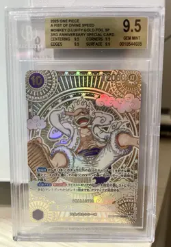 BGS 9.5 One Piece OP11 Monkey D. Luffy Gold SP Alt Art JAPANESE - Image 1