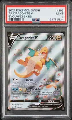 2021 POKEMON SWORD & SHIELD EVOLVING SKIES #192 FULL ART/DRAGONITE V PSA 9 - Image 1
