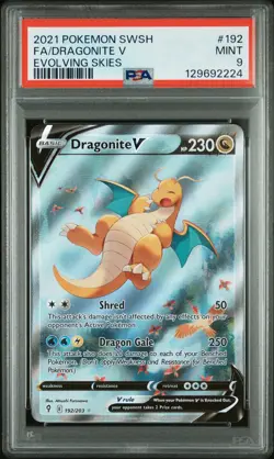 2021 POKEMON SWORD & SHIELD EVOLVING SKIES #192 FULL ART/DRAGONITE V PSA 9 - Image 1