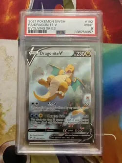 2021 POKEMON SWORD & SHIELD EVOLVING SKIES #192 FULL ART/DRAGONITE V PSA 9 - Image 1