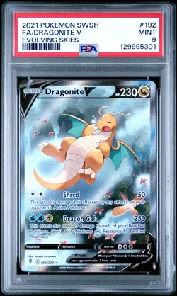 2021 POKEMON SWORD & SHIELD EVOLVING SKIES #192 FULL ART/DRAGONITE V PSA 9 - Image 1