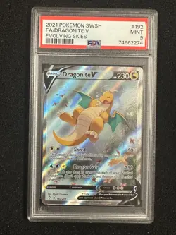 2021 POKEMON SWORD & SHIELD EVOLVING SKIES #192 FULL ART/DRAGONITE V PSA 9 - Image 1