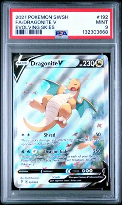 2021 POKEMON SWORD & SHIELD EVOLVING SKIES #192 FULL ART/DRAGONITE V PSA 9 - Image 1