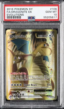 2016 POKEMON XY EVOLUTIONS #106 FULL ART/DRAGONITE EX PSA 10 - Image 1