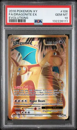 2016 POKEMON XY EVOLUTIONS #106 FULL ART/DRAGONITE EX PSA 10 - Image 1