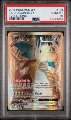 2016 POKEMON XY EVOLUTIONS #106 FULL ART/DRAGONITE EX PSA 10 - Image 1