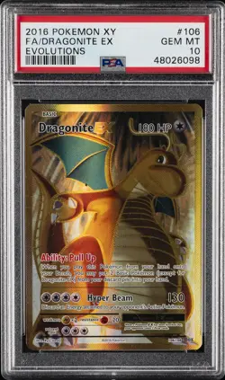 2016 POKEMON XY EVOLUTIONS #106 FULL ART/DRAGONITE EX PSA 10 - Image 1