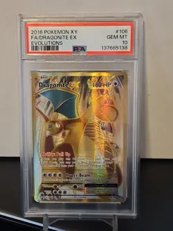 2016 POKEMON XY EVOLUTIONS #106 FULL ART/DRAGONITE EX PSA 10 - Image 1