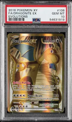 2016 POKEMON XY EVOLUTIONS #106 FULL ART/DRAGONITE EX PSA 10 - Image 1