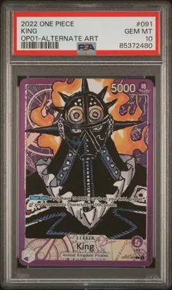 2022 One Piece Romance Dawn King Alt Art Leader OP01-091 English PSA 10 Gem Mint - Image 1