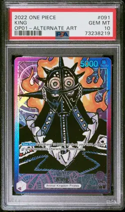 2022 One Piece Romance Dawn King Alt Art Leader OP01-091 English PSA 10 Gem Mint - Image 1
