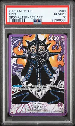 2022 One Piece Romance Dawn King Alt Art Leader OP01-091 English PSA 10 Gem Mint - Image 1