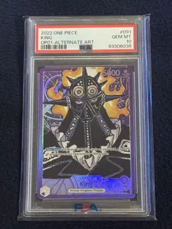 2022 One Piece Romance Dawn King Alt Art Leader OP01-091 English PSA 10 Gem Mint - Image 3