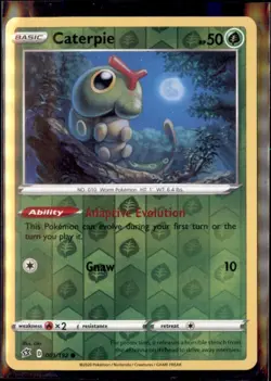 Pokemon Caterpie 001/192 Rebel Clash Reverse Holo Common 4 Card Lot - Image 1