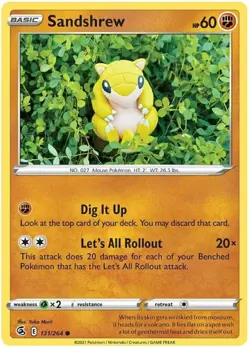 x4 Sandshrew - 131/264 - Common - Reverse Holo Pokemon SS08 Fusion Strike M/NM - Image 1