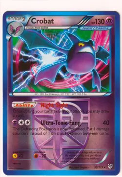 POKEMON 2012 CROBAT (Team Plasma) 55/135 PLASMA STORM- RARE- REVERSE HOLO NM - Image 1