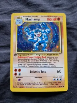 MACHAMP 8/102 Holo Pokemon Base Set 1 Card Vintage 1999 - Image 1