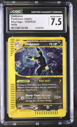 2003 POKEMON SKYRIDGE UMBREON H30/H32 RARE HOLO FOIL CGC 7.5 NEAR MINT+ - Image 1