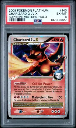 2009 POKEMON PLATINUM SUPREME VICTORS 143 CHARIZARD G LV.X-HOLO PSA 6 - Image 1