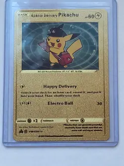 Special Delivery Pikachu Gold Foil Pokemon Card Promo Trading Card SWSH074 - Image 1