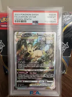 2023 POKEMON SWORD & SHIELD CROWN ZENITH #GG35 FULL ART/LEAFEON VSTAR PSA 10 - Image 1