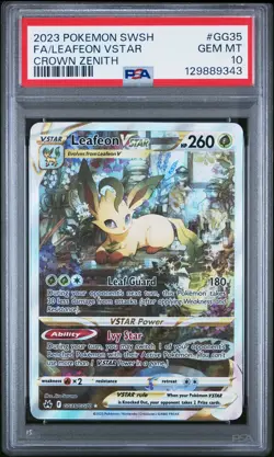 2023 POKEMON SWORD & SHIELD CROWN ZENITH #GG35 FULL ART/LEAFEON VSTAR PSA 10 - Image 1